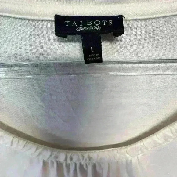Talbots Collar Long Sleeve Blouse Cream Size Large - Picture 2 of 2